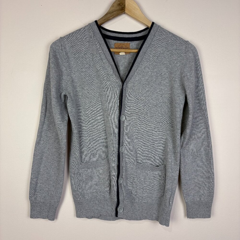 Hope & Henry Gray Cardigan Sweater Organic Cotton